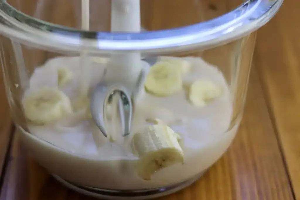 blending a banana 