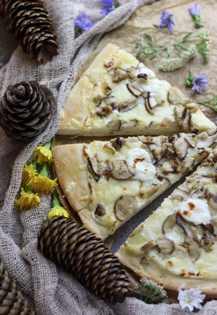 Easy pizza with porcini mushrooms