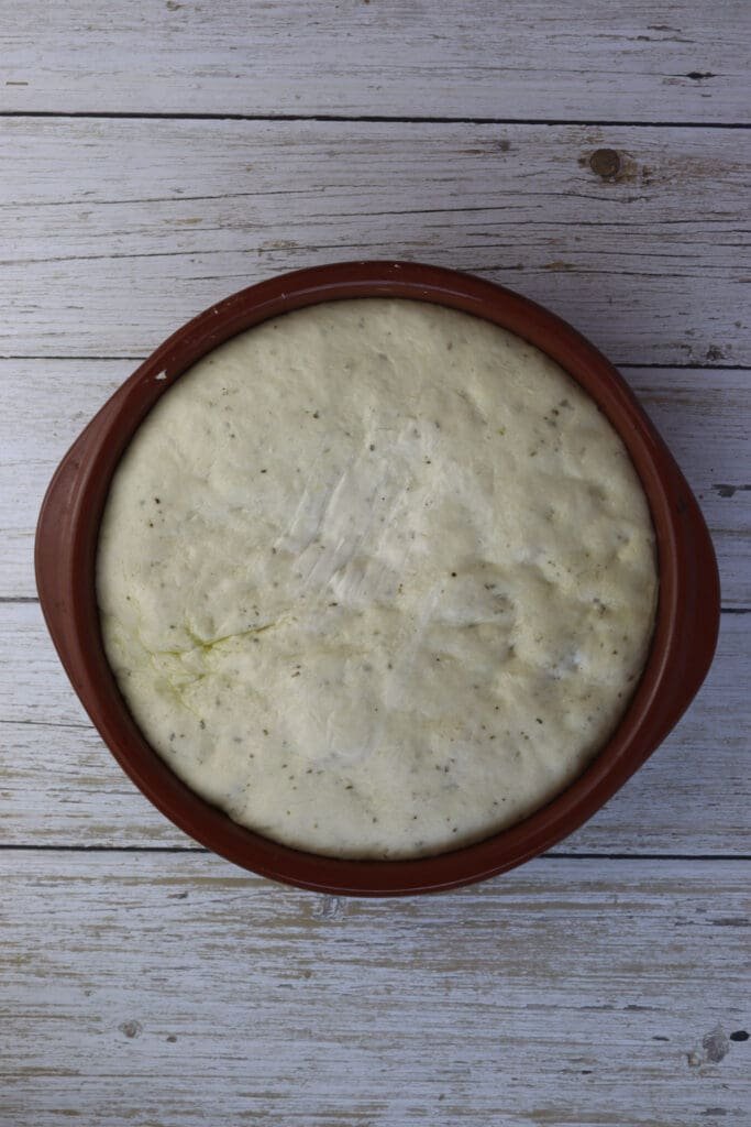 how the dough looks when it's ready to make the focaccia