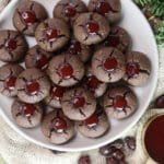 Delicious gluten free buckwheat cookies filled with jam and served on a plate