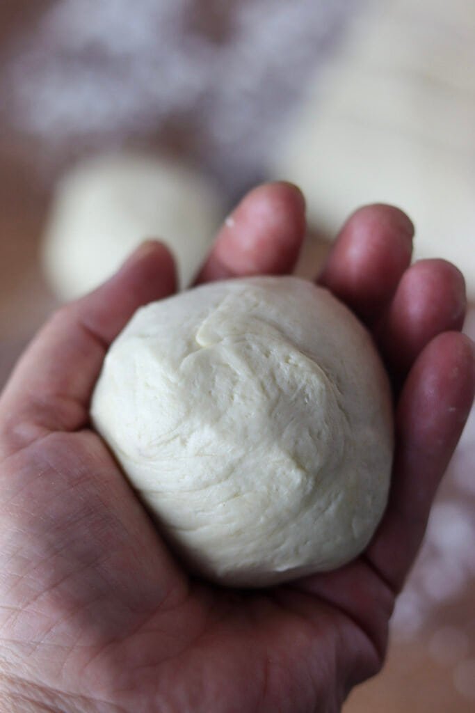 A ball of plum dumpling in my hand.