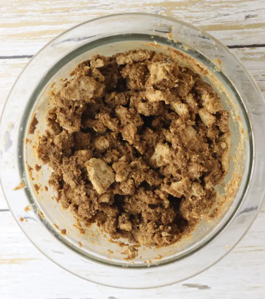 step 6 - combining wet and dry cookie chunks