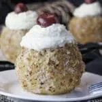 image of served tufahije - bosnian apple dessert with walnuts