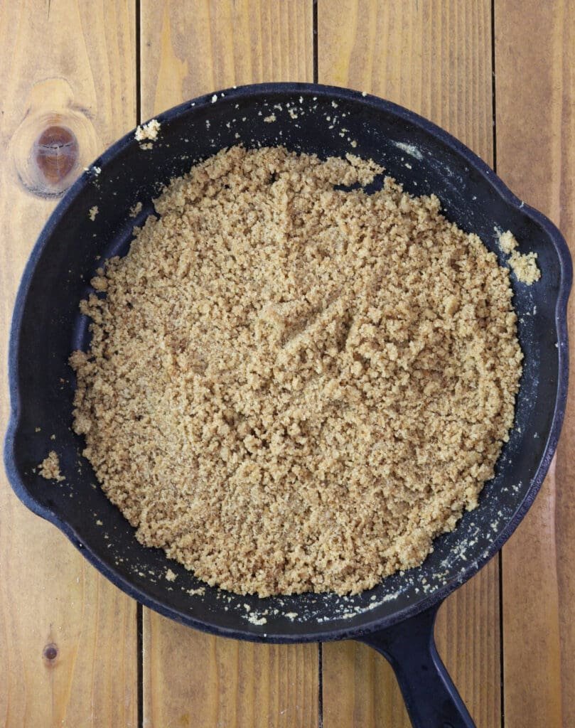 How to toast the breadcrumbs for plum strudel.